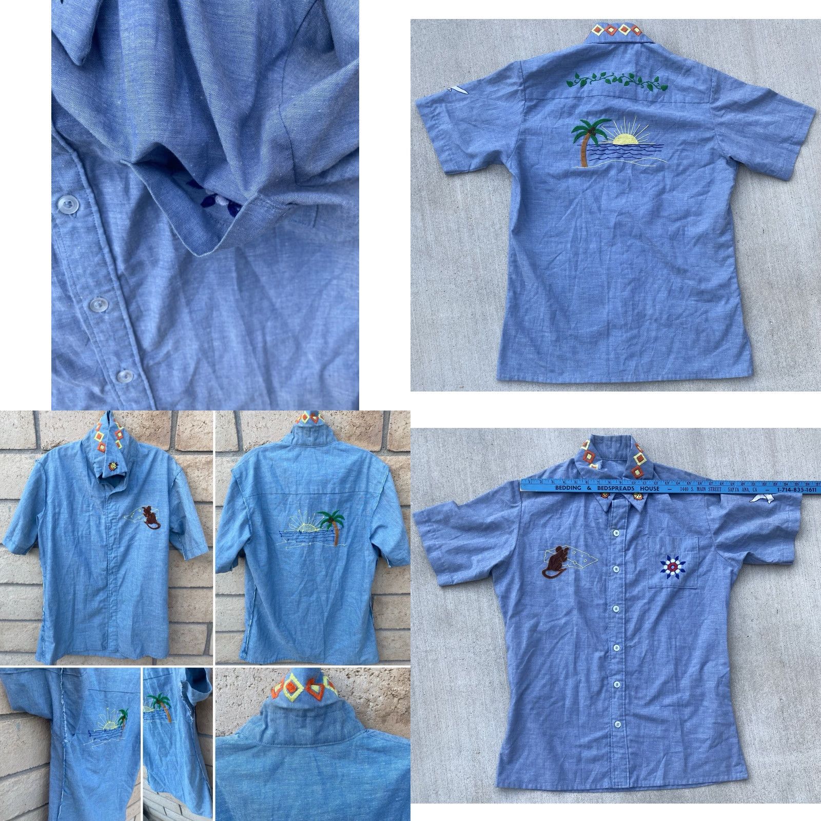 Vintage VINTAGE Western Embroidered Chambray Shirt Denim Look Western Palm Tree Mouse Etc Mens XL Blue Short Sleeve Button-Up Embroidered Accessories Size US XL / EU 56 / 4 - 10 Thumbnail