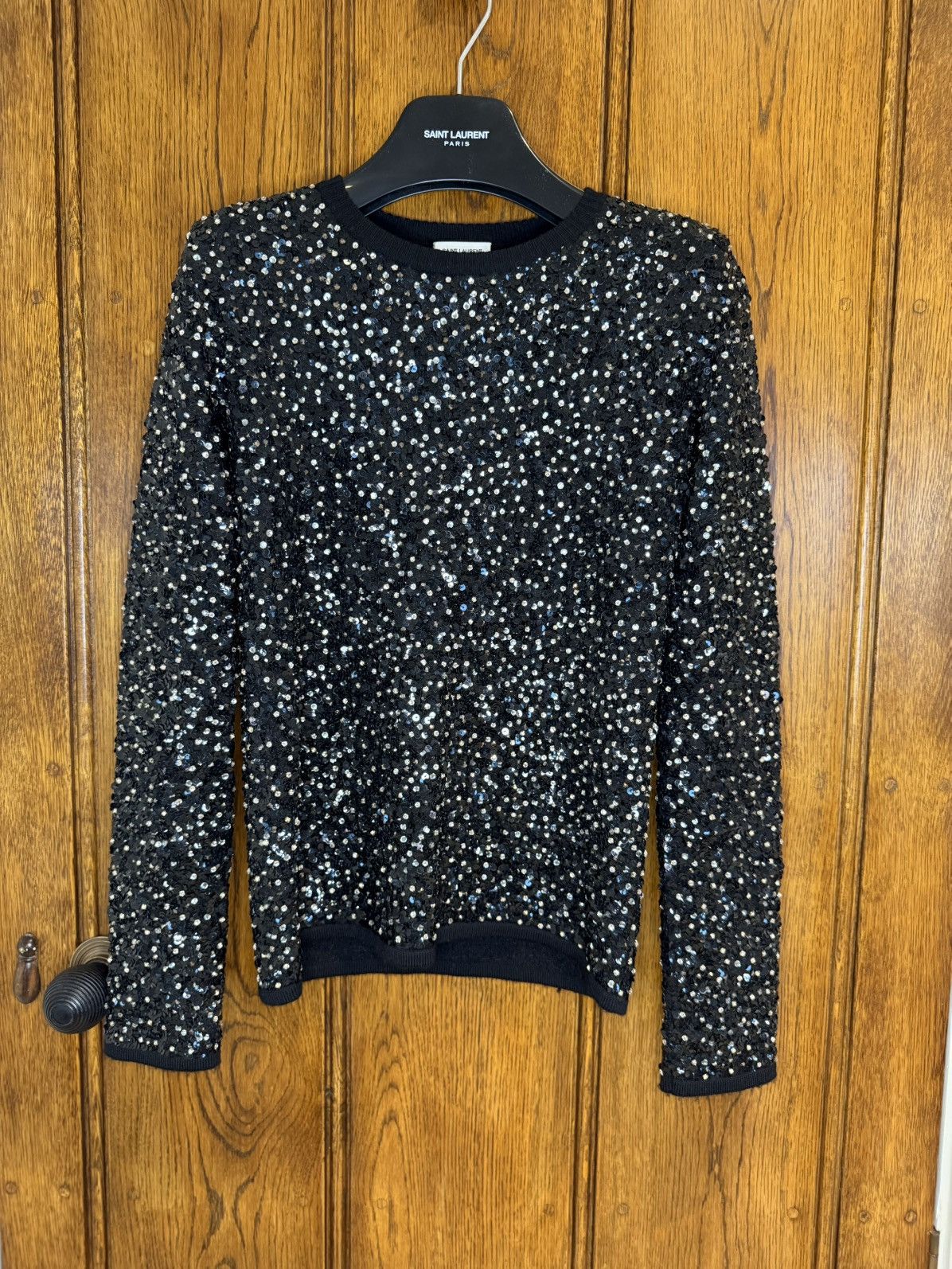 Saint Laurent Paris FW17 Saint Laurent crystal sequin embroidered sweater black Size US XS / EU 42 / 0 - 1 Thumbnail