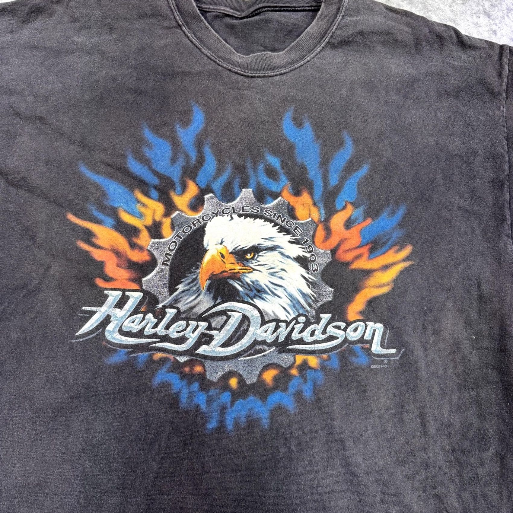 Harley Davidson VINTAGE Harley-Davidson Shirt Mens XL Black Eagle Flame Graphic Biker 2000s Size US XL / EU 56 / 4 - 2 Thumbnail