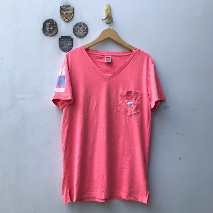 Pink × Victoria's Secret PINK Victoria Secret T shirt Tee. Hot coral color with dog Size S / US 4 / IT 40 - 8 Thumbnail