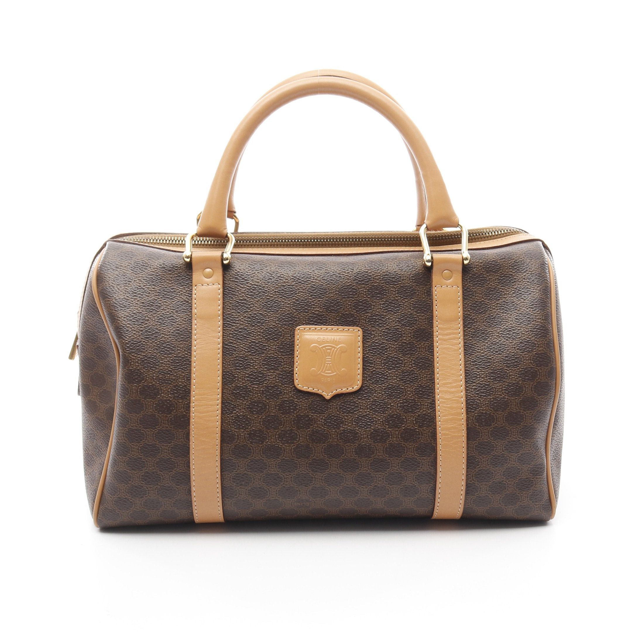 Celine Celine Macadam Handbag Mini Boston Bag Leather Brown Size ONE SIZE - 1 Thumbnail