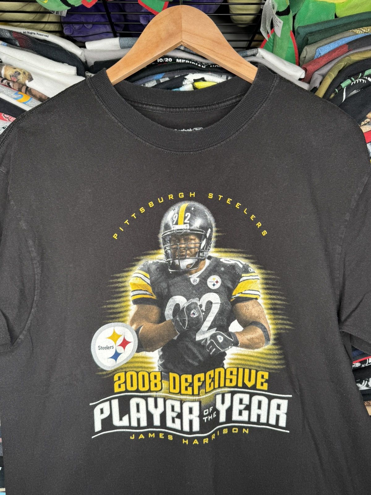 NFL × Reebok × Vintage 2008 Reebok Pittsburgh Steelers James Harrison DPOY Tee Size US M / EU 48-50 / 2 - 2 Thumbnail