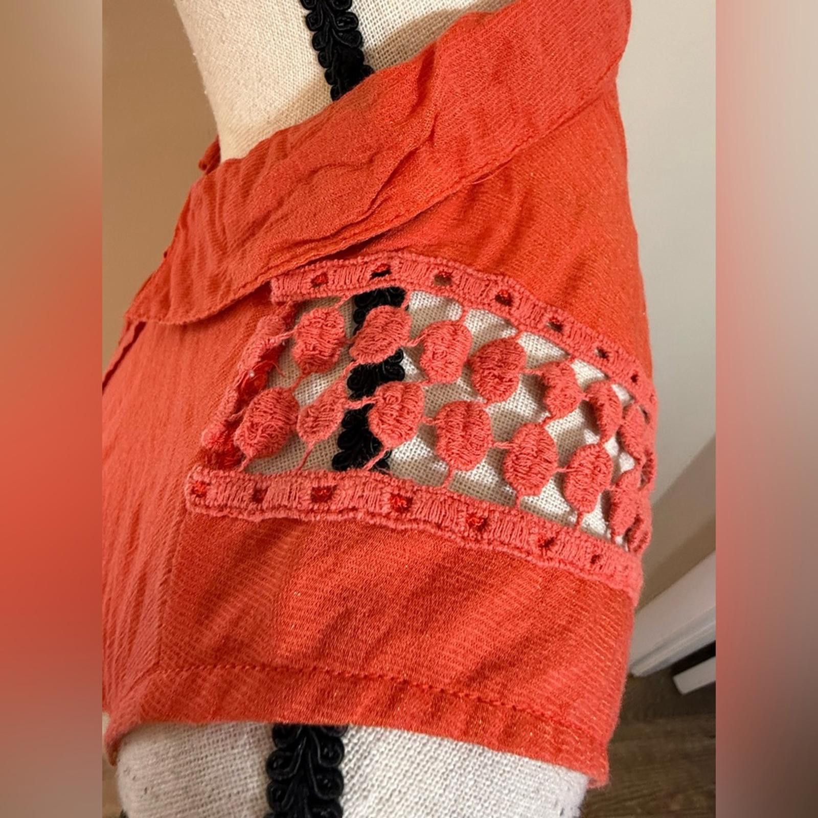 Quiksilver Quick Silver reddish orange beachy shirt dress lace SZ LG Size L / US 10 / IT 46 - 7 Thumbnail