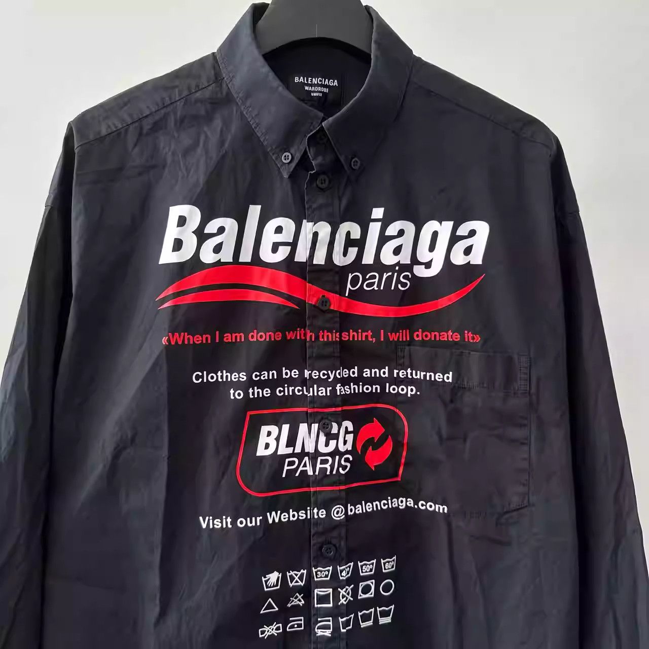 Balenciaga Balenciaga FW21 Eco-friendly Recycling Logo Printed shirt Size US XS / EU 42 / 0 - 3 Thumbnail