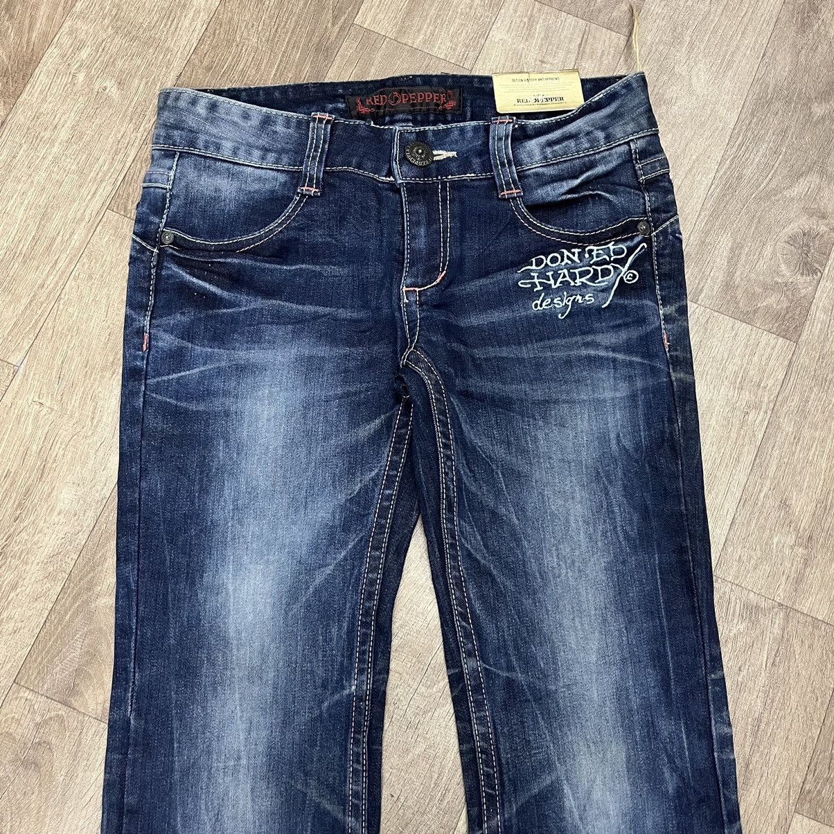 Ed Hardy × Japanese Brand Flare Jeans Red Pepper Jeans Embroidered Boot Cut Denim Size 28" / US 6 / IT 42 - 17 Thumbnail
