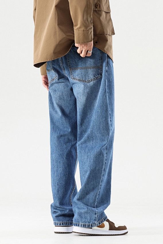 Japanese Brand Men's trendy retro washed loose wide-leg jeans Size US 32 / EU 48 - 4 Thumbnail