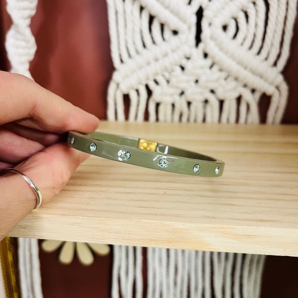 J.Crew J Crew Rhinestone Studded Bangle Bracelet Green Size ONE SIZE - 3 Thumbnail