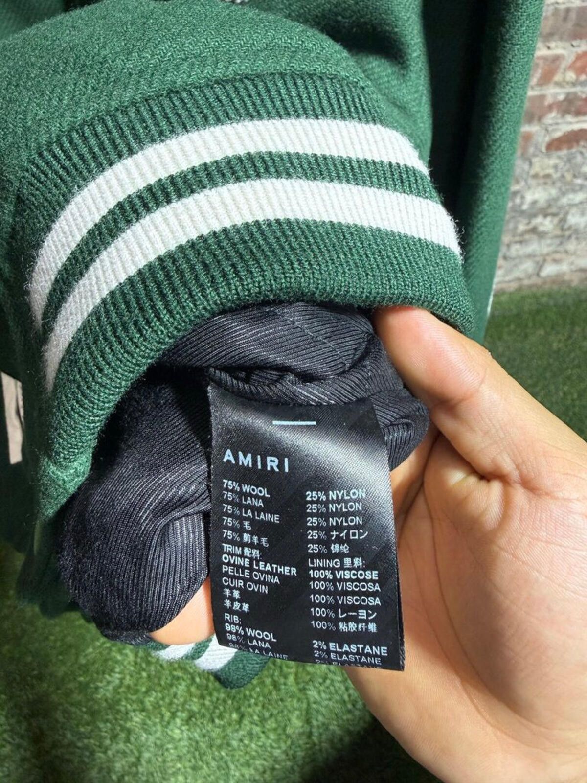Amiri Amiri Bone Skeleton Varsity Jacket Green/White Sz. L Size ONE SIZE - 5 Thumbnail
