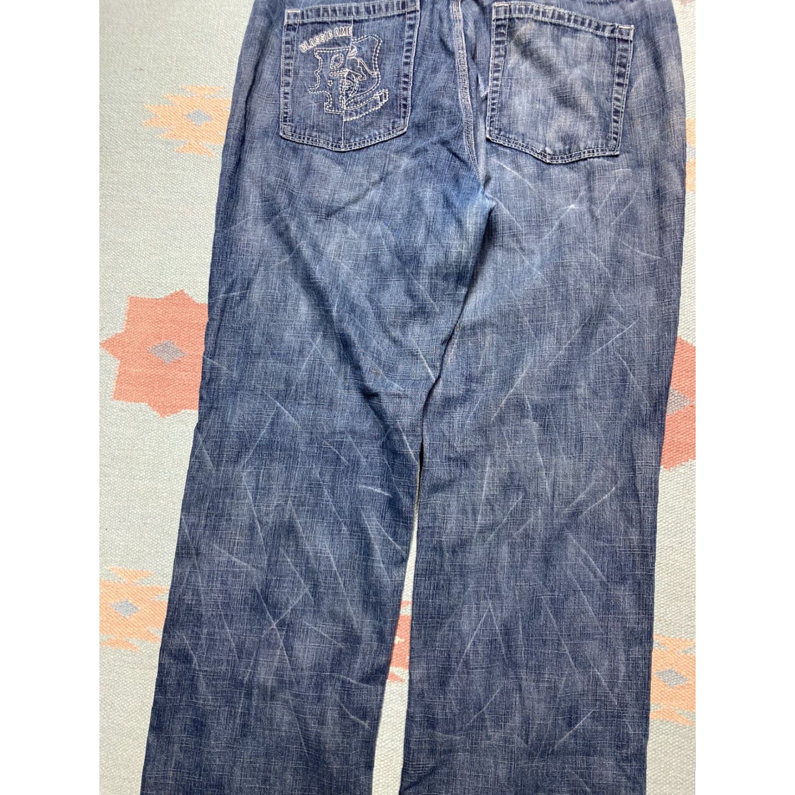 Phat Farm VINTAGE Phat Farm Jeans Men 38x33 Embroidered Wide-Leg Grunge Blue 38 33 Pipes Size US 38 / EU 54 - 4 Thumbnail