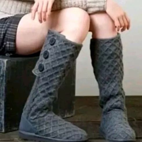Ugg VINTAGE UGG Australia Cardy Knit Boots Women Size 7 Storm Gray Cardy Knit Boot Womens 7 Gray Size M / US 6-8 / IT 42-44 - 2 Thumbnail