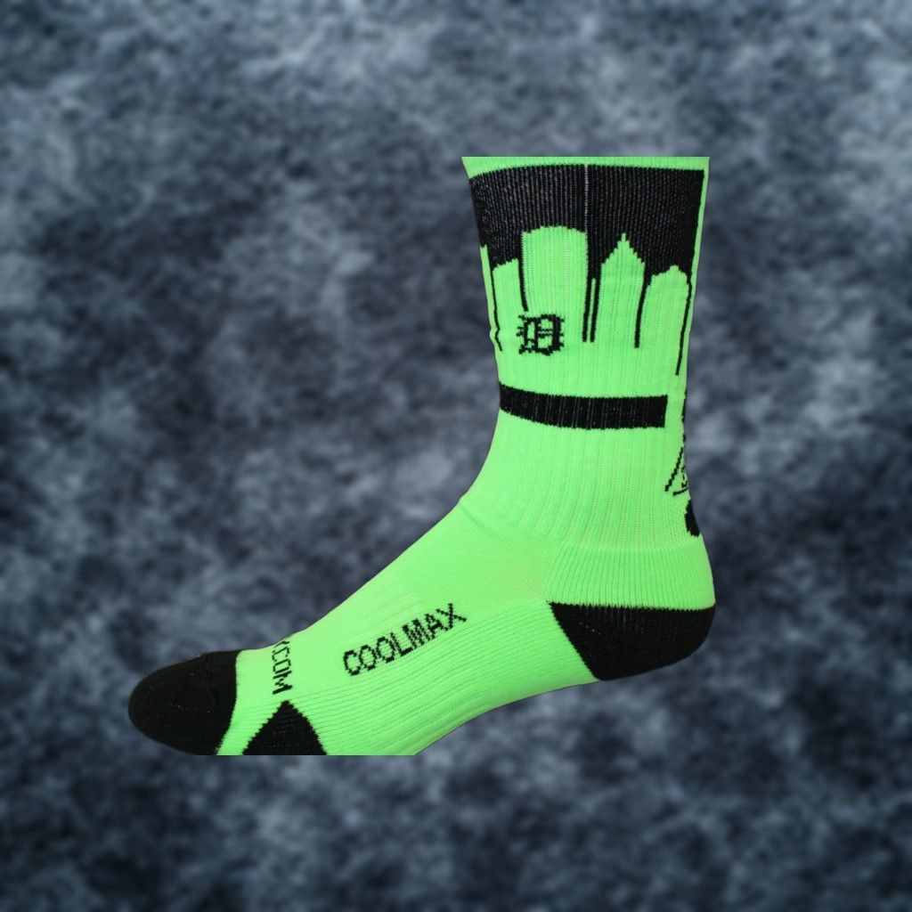 Vintage Rep It City Mens Detroit Lime Green CoolMax Basketball Socks Shirt? Size ONE SIZE - 1 Thumbnail
