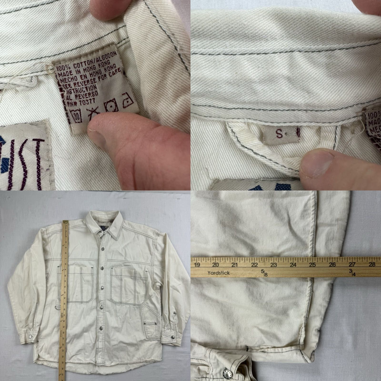 Vintage VINTAGE Exhaust Urban Clothing Button-Up Shirt Men Small Ivory Solid Casual 90s Grunge Tech Y2K Size US S / EU 44-46 / 1 - 8 Thumbnail