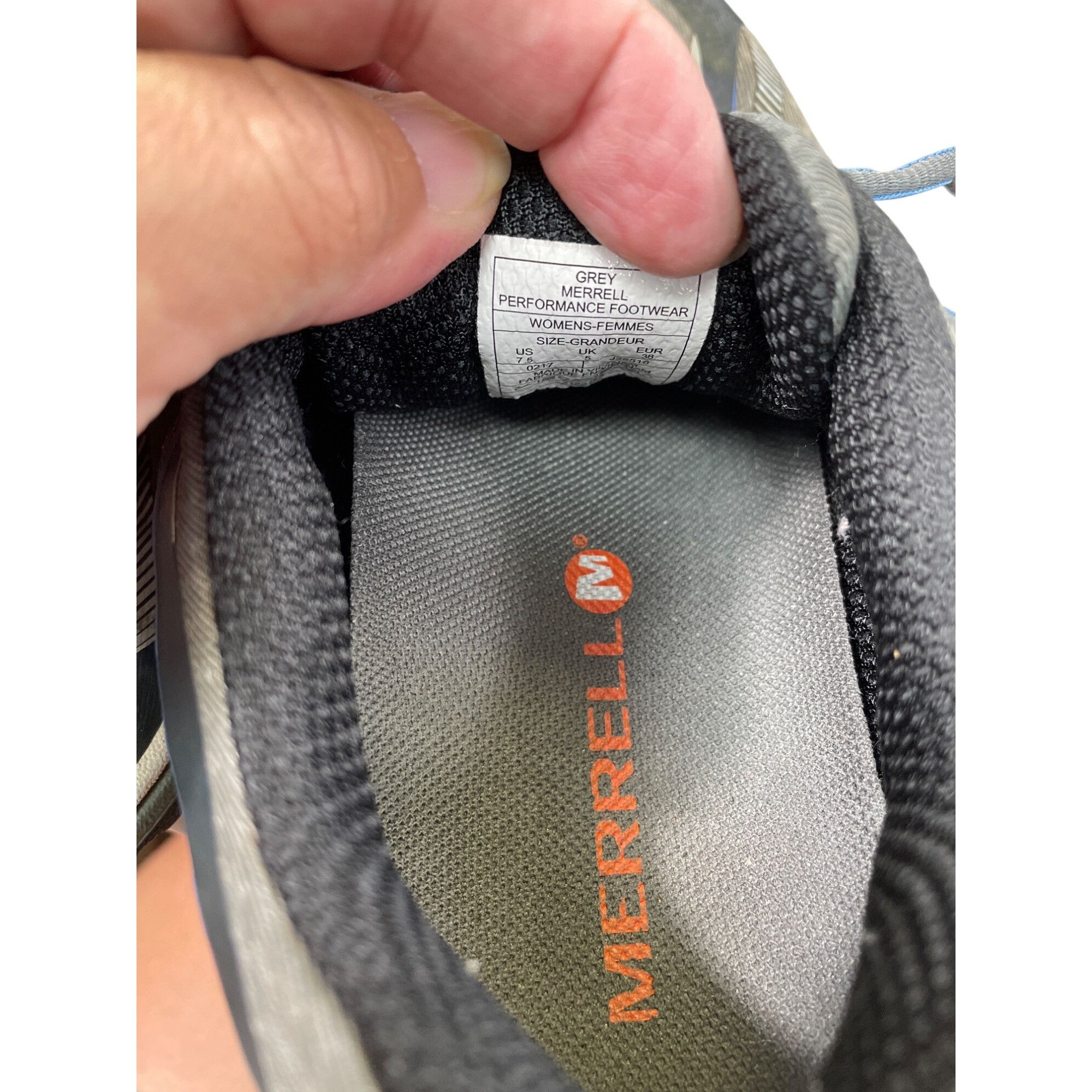 Merrell Merrell Womens Gray Blue Hiking Trail Sneakers Shoes size 7. Size US 7.5 / IT 37.5 - 12 Thumbnail