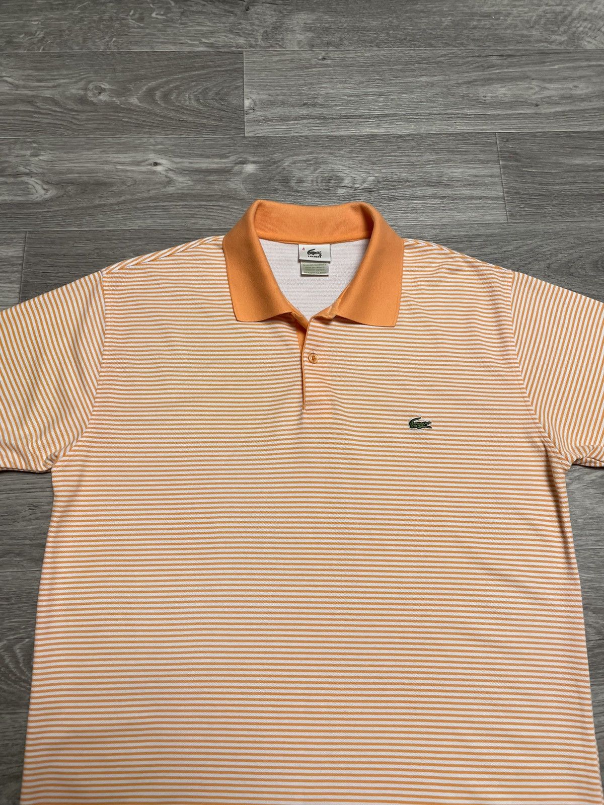 Lacoste Vintage Lacoste Orange Striped Polo Shirt Size US M / EU 48-50 / 2 - 2 Thumbnail