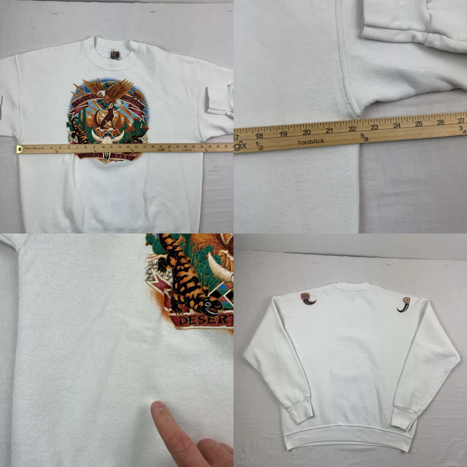 Fruit Of The Loom Vintage Desert Nature Sweatshirt Adult Large White Animals Southwestern 90s USA Size US L / EU 52-54 / 3 - 8 Thumbnail