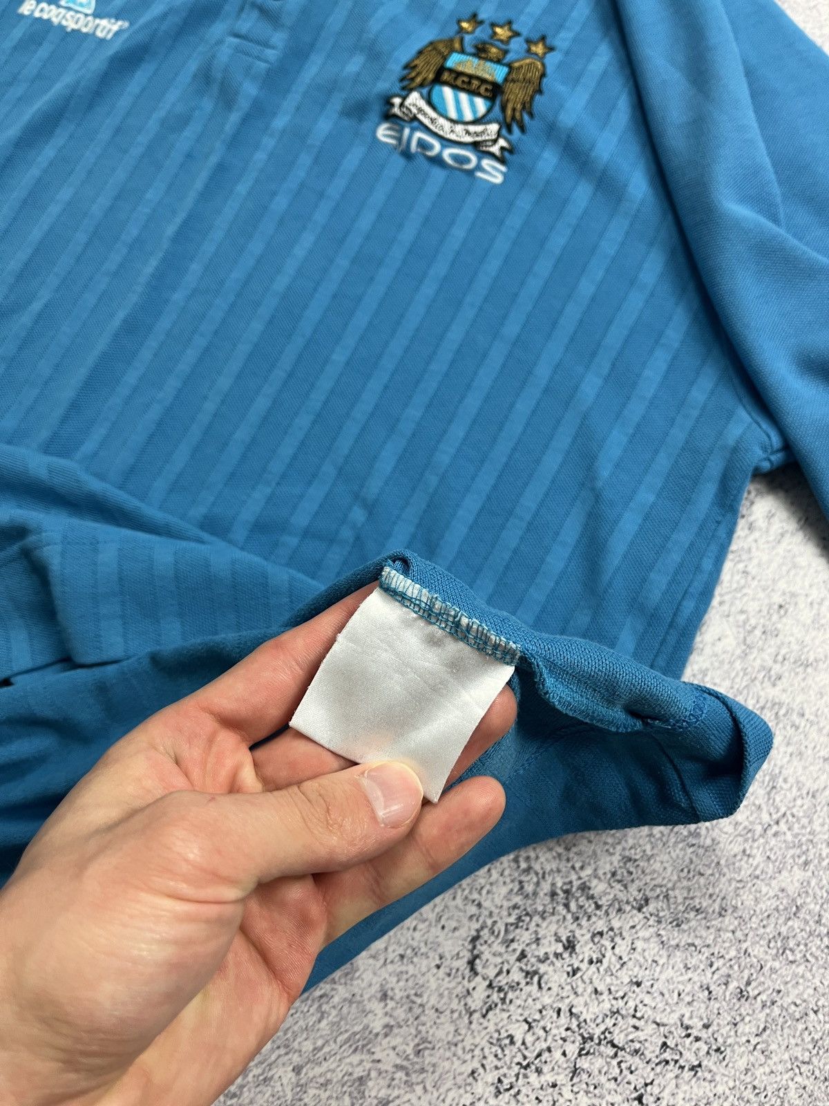 Le Coq Sportif × Vintage Vintage 90s Manchester City Le Coq Sportif Jersey Polo Shirt Size US L / EU 52-54 / 3 - 11 Thumbnail