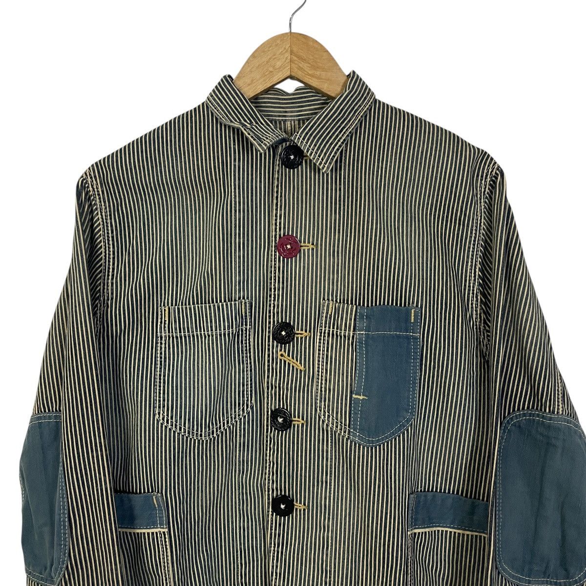 Porter Classic Vintage Porter Classic Hickory Stripe Patchwork Jacket Size US M / EU 48-50 / 2 - 2 Thumbnail