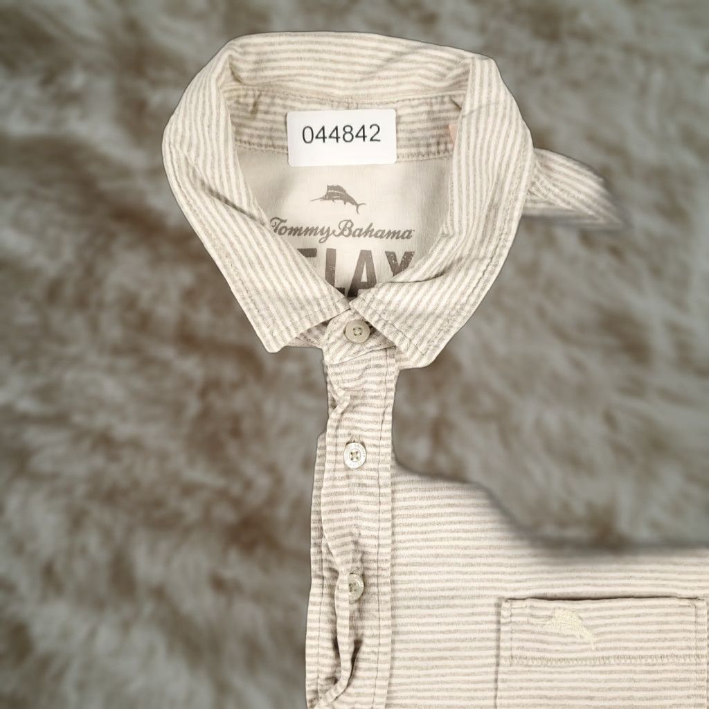 Tommy Bahama Tommy Bahama Polo Shirt Mens M Beige Striped Short Sleeve Polo Shirt Casual Classic Shirt Mens Beige Striped Polo Shirt Size US M / EU 48-50 / 2 - 1 Thumbnail
