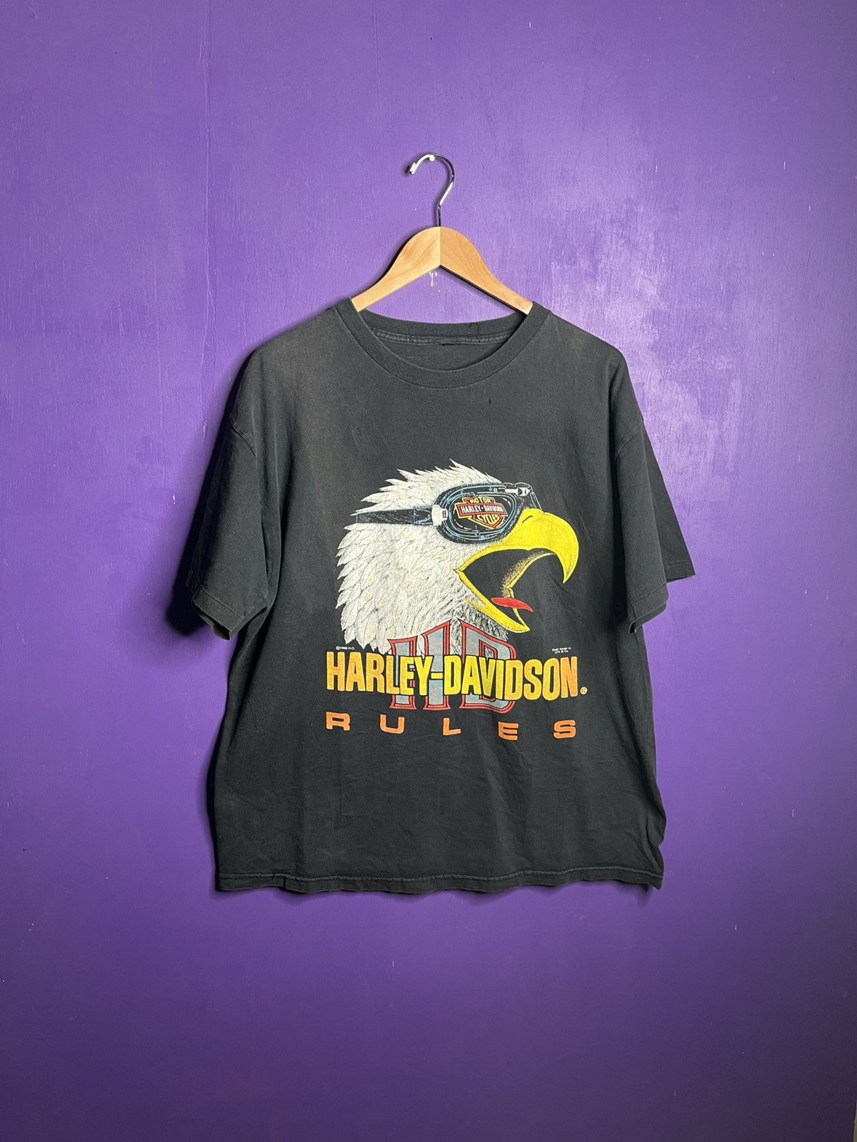 Harley Davidson × Vintage Vintage 90s Harley Davidson rules eagle t-shirt Size US XL / EU 56 / 4 - 1 Thumbnail