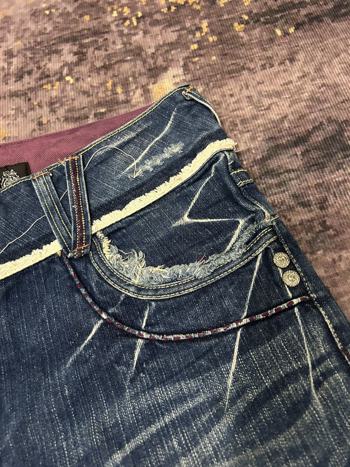Tornado Mart Red Pepper Wing Back Embroidered Whiskered Jeans Size US 34 / EU 50 - 11 Thumbnail