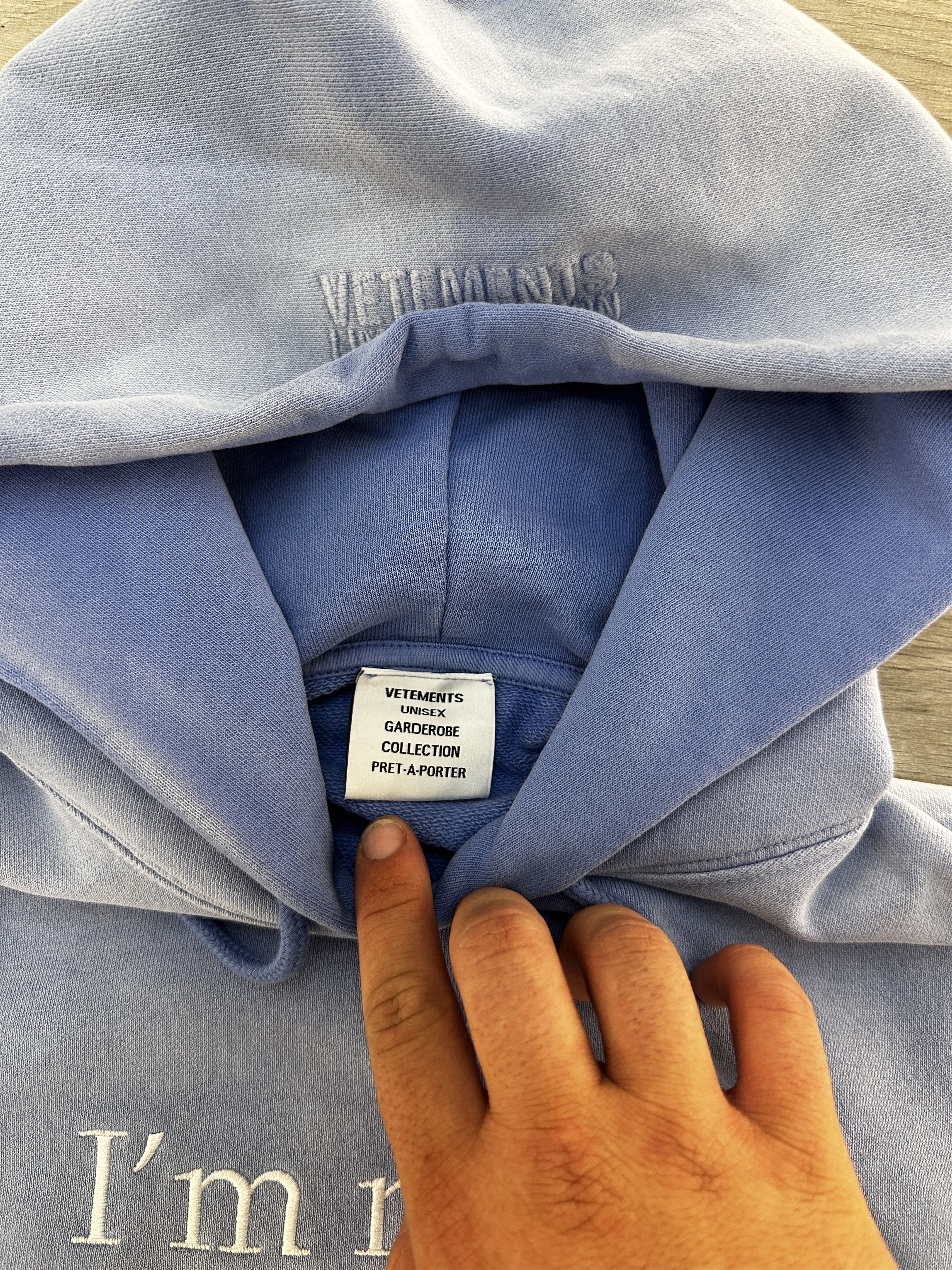 Vetements Vetements “I’m Not Doing Shit Today” Hoodie – Washed Blue Size US XS / EU 42 / 0 - 4 Thumbnail