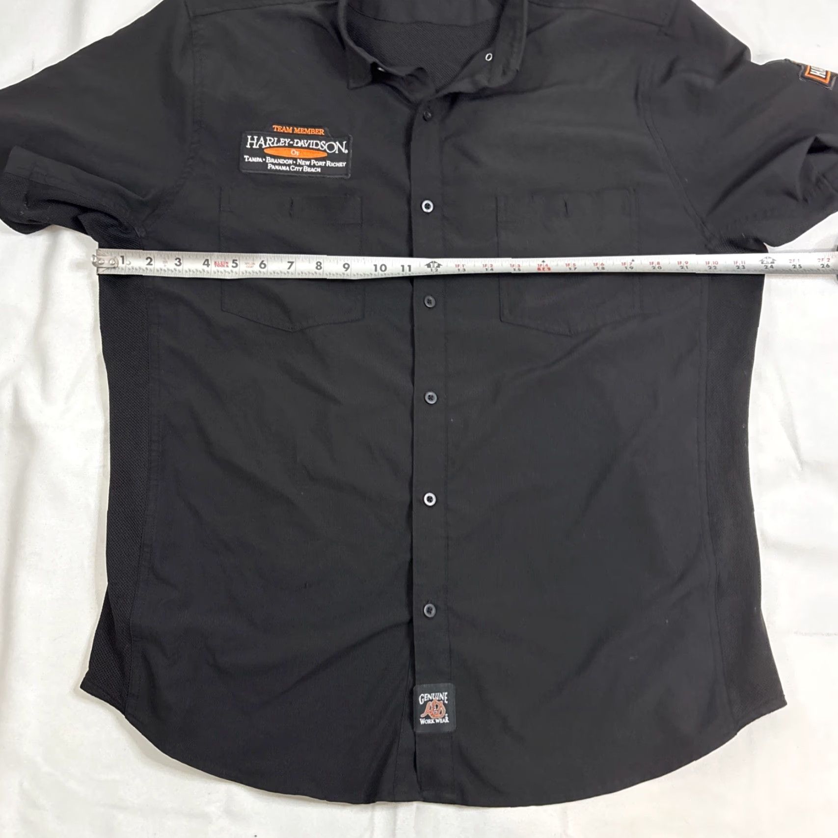 Harley Davidson Harley-Davidson Shirt Men Team Member Button Up Motorcycle Biker Short Sleeve XL Black Cotton Polyester Graphic Print Button Embroidered Collared入り Size US XL / EU 56 / 4 - 6 Thumbnail