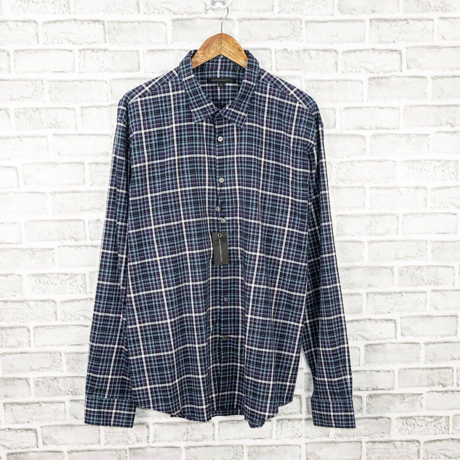 John Varvatos John Varvatos Men's Button up Shirt in Blue purple check Size US XXL / EU 58 / 5 - 1 Thumbnail