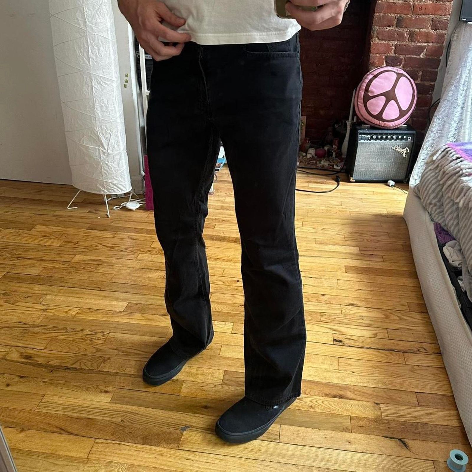Levi's × Vintage Vintage 90s Y2K Black Low Rise Flare Levi’s Silvertab Pants Size 27" / US 4 / IT 40 - 7 Thumbnail