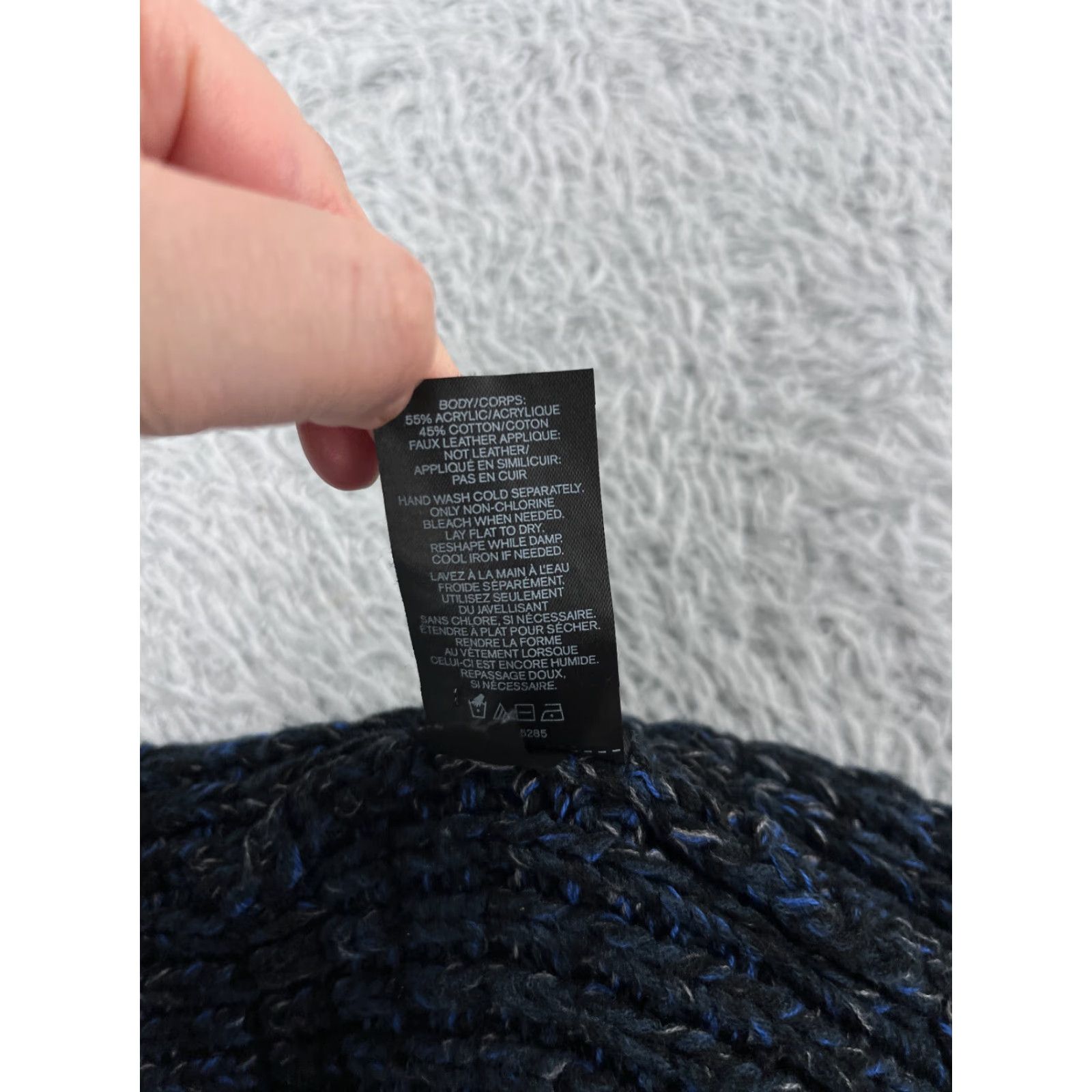 Express Express Beanie Toque Adult One Size Blue Black Knit Acrylic Cotton Blend Ski Size ONE SIZE - 8 Thumbnail