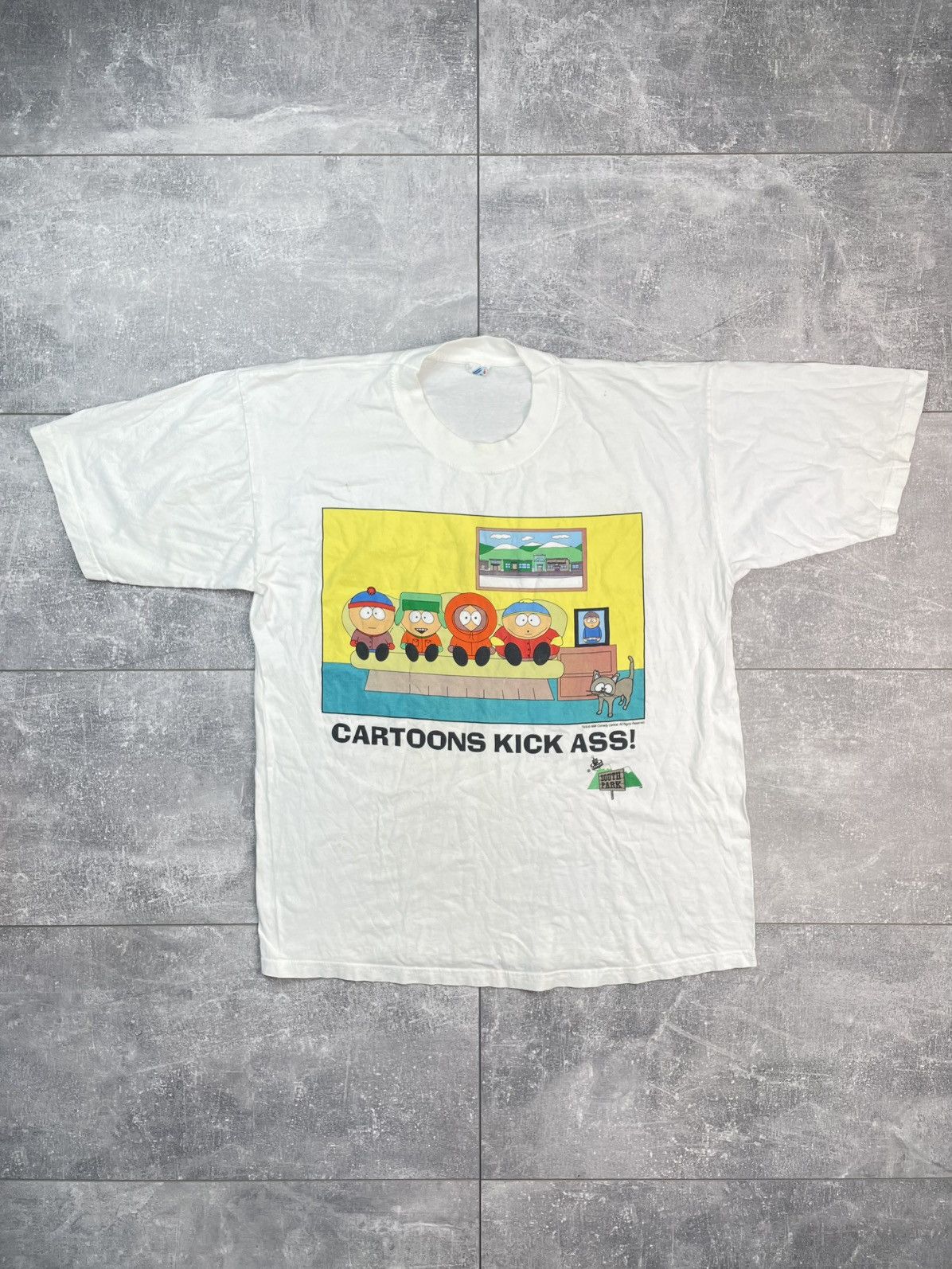 Vintage Vintage South Park 1998 Cartoons Kick Ass T-shirt Size US L / EU 52-54 / 3 - 1 Thumbnail