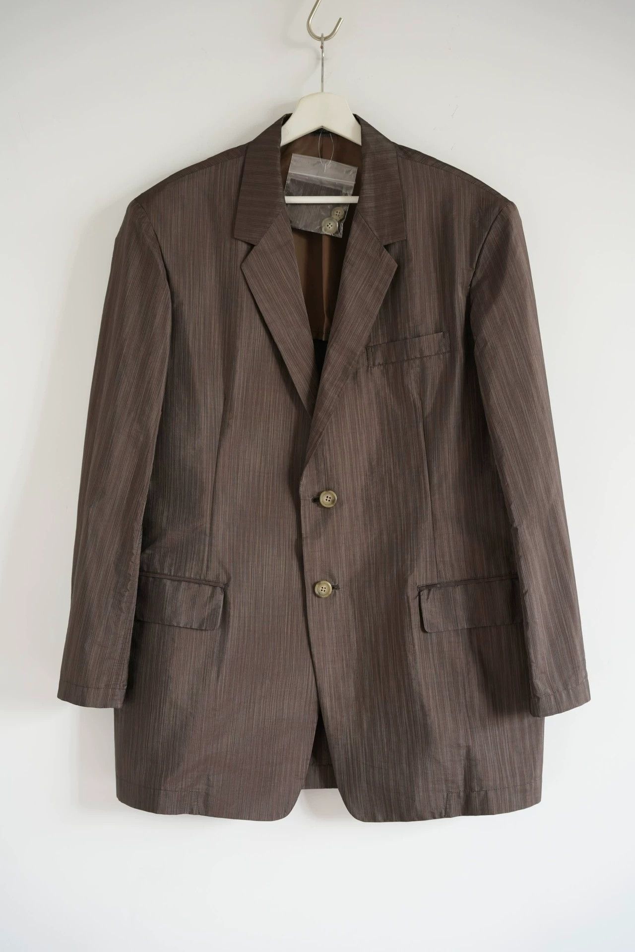 Yohji Yamamoto Brown Striped Light Jacket - Size S Size US S / EU 44-46 / 1 - 1 Thumbnail