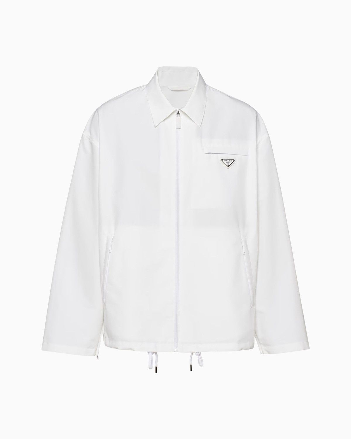 【プラダ・PRADA】Poplin blouson jacket Prada Striped Poplin Blouson Jacket | White | FARFETCH
