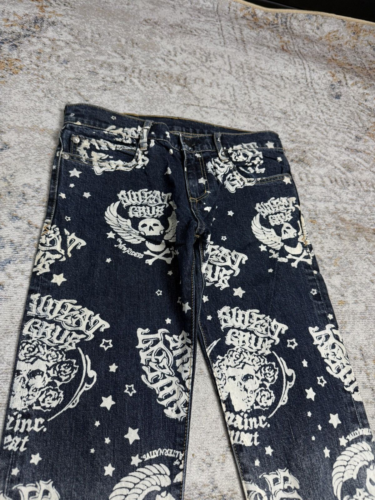 Tornado Mart Rna sweat skull art y2k denim pants Size US 29 - 6 Thumbnail