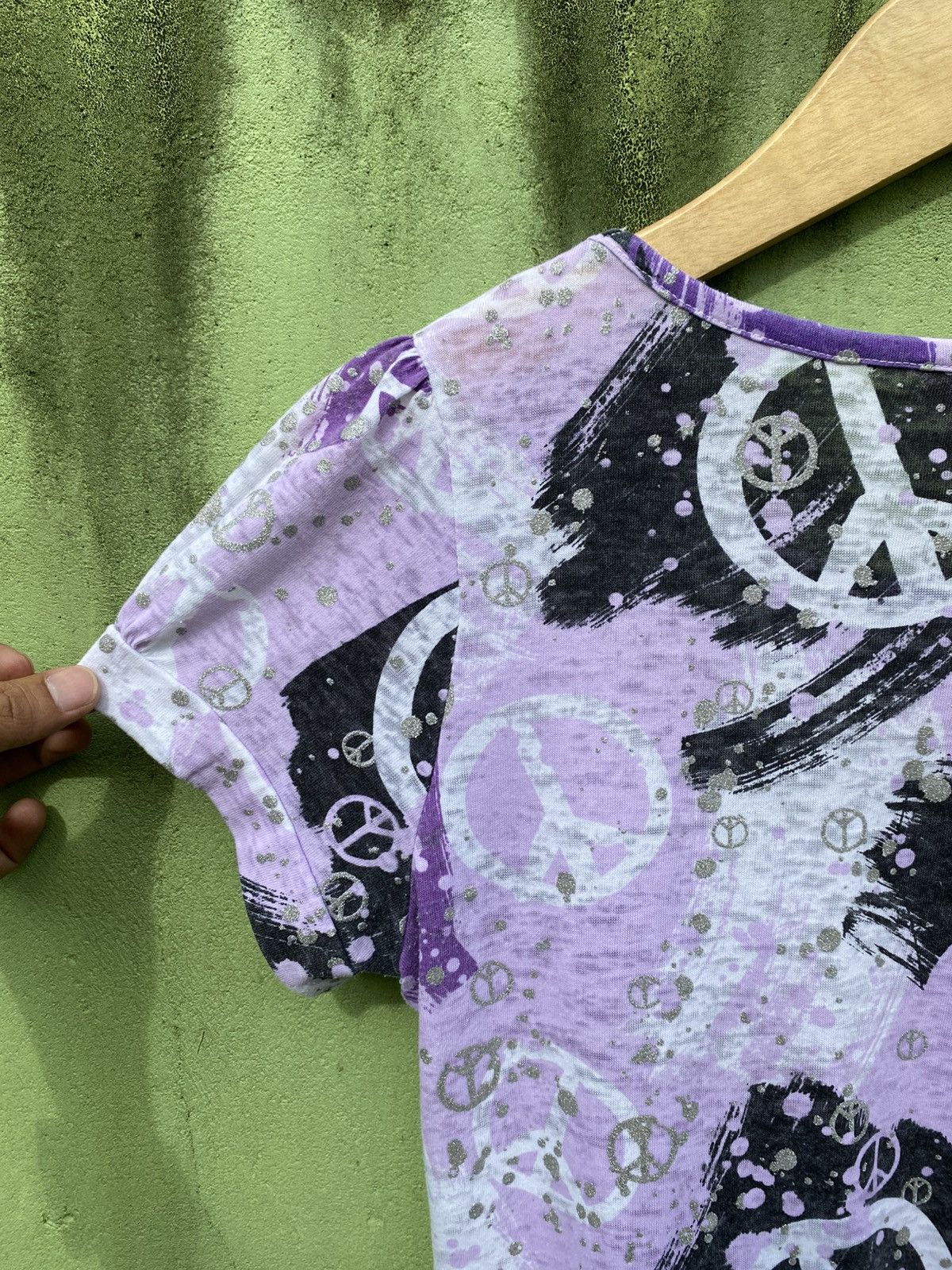 Japanese Brand Selly’s Vintage Purple Peace Tee Dress Y2K Grunge Aesthetic Size M / US 6-8 / IT 42-44 - 10 Thumbnail