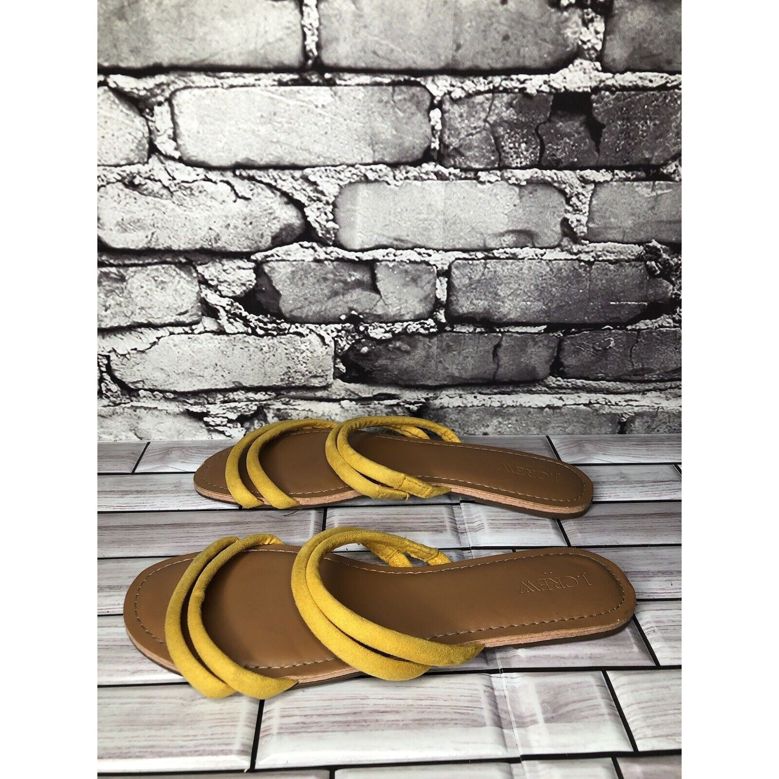 J.Crew J. Crew Factory Seaside Yellow Suede Double Strap Slides San Size US 9 / IT 39 - 14 Thumbnail