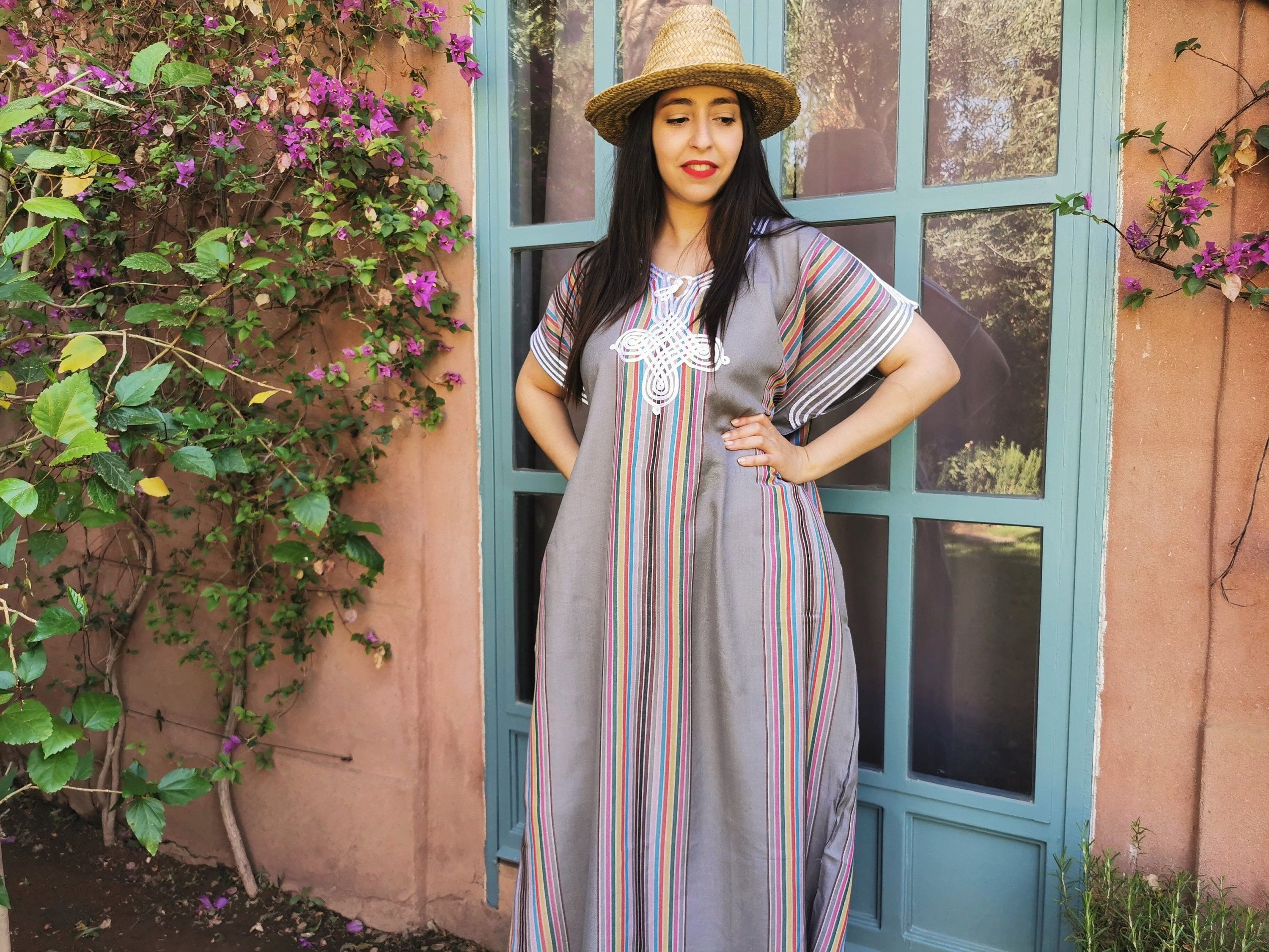 Designer × Handmade Grey Moroccan Bohemian Kaftan Size ONE SIZE - 2 Thumbnail