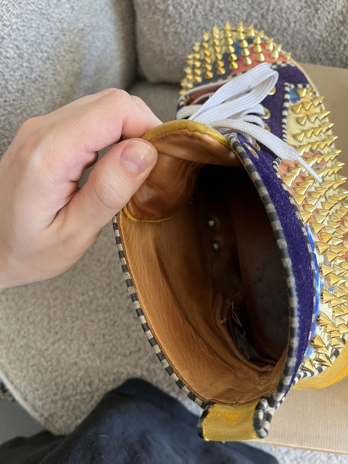 Christian Louboutin Louboutin Red Bottom Gold Spiked Sneakers Size US 8 / EU 41 - 9 Thumbnail