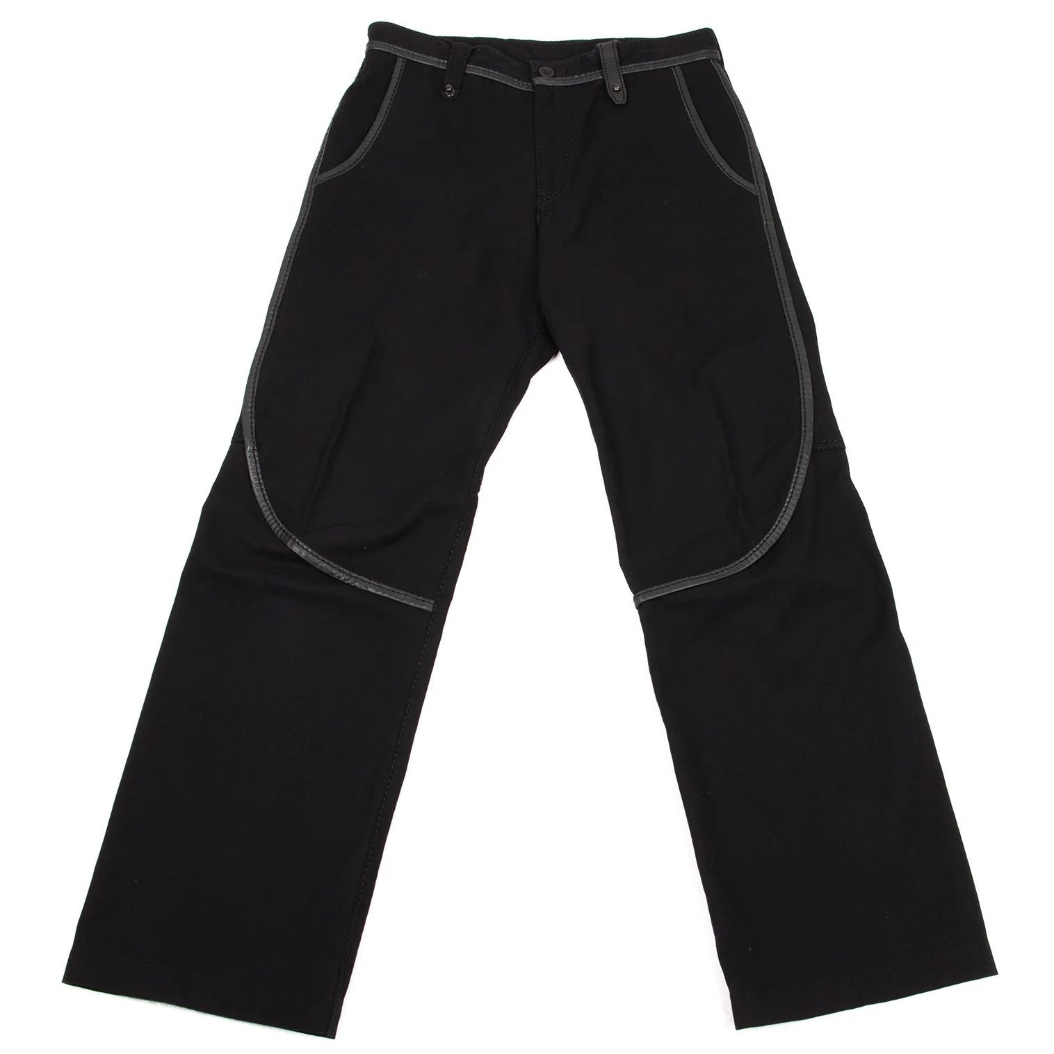 Issey Miyake Leather-Piped Canvas Pants in Black 2 Size US 32 / EU 48 - 1 Thumbnail