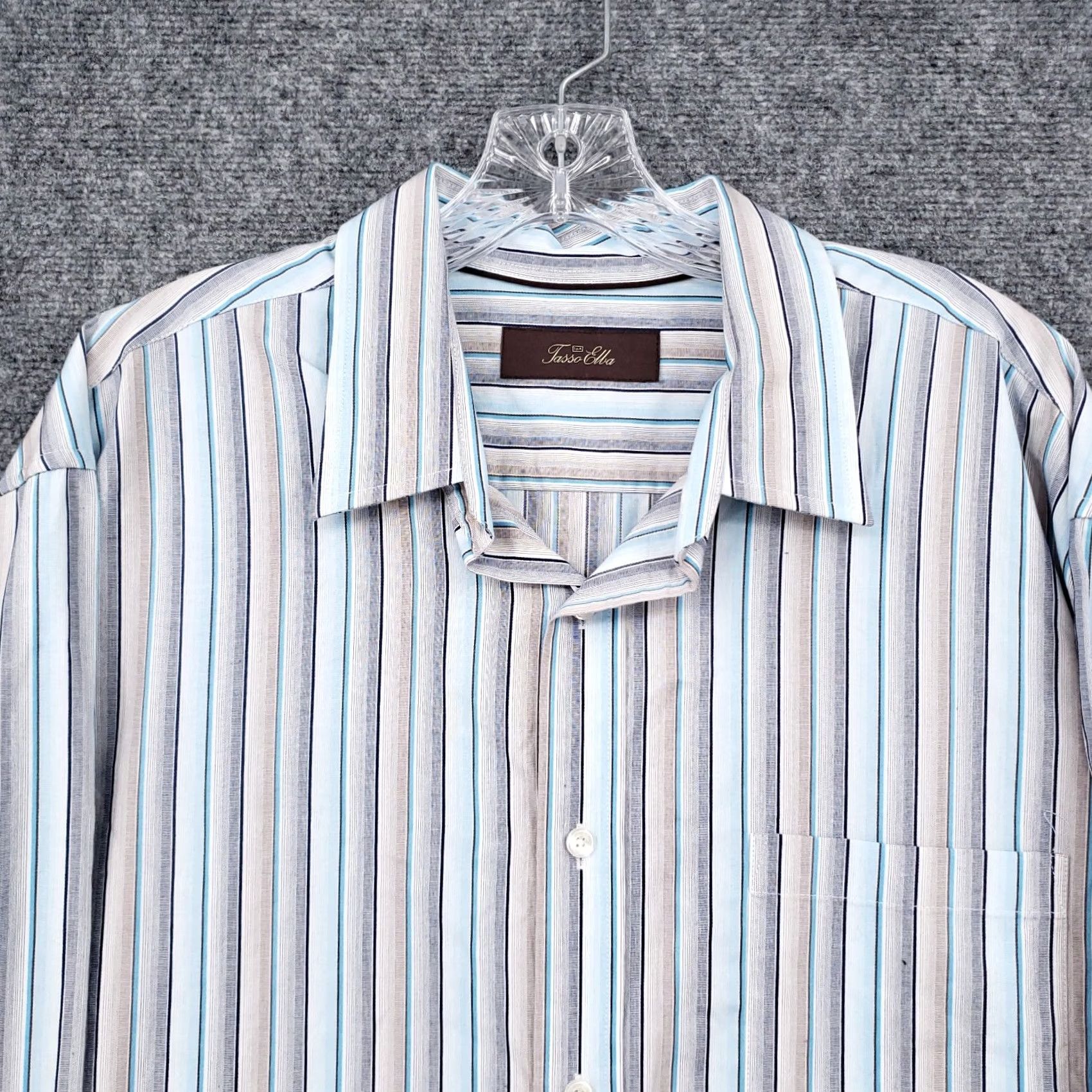 Tasso Elba Tasso Elba Shirt Mens XL Blue Gray Striped Button Long Sleeve Size US XL / EU 56 / 4 - 3 Thumbnail