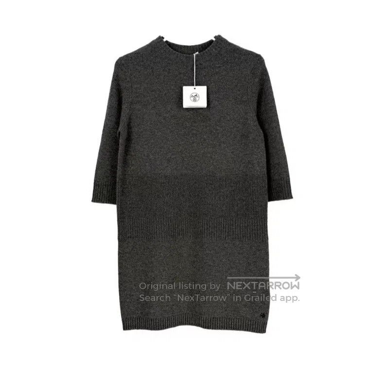 Hermes Hermes Gray Cashmere Metal Logo Dress Size XS / US 0-2 / IT 36-38 - 1 Thumbnail