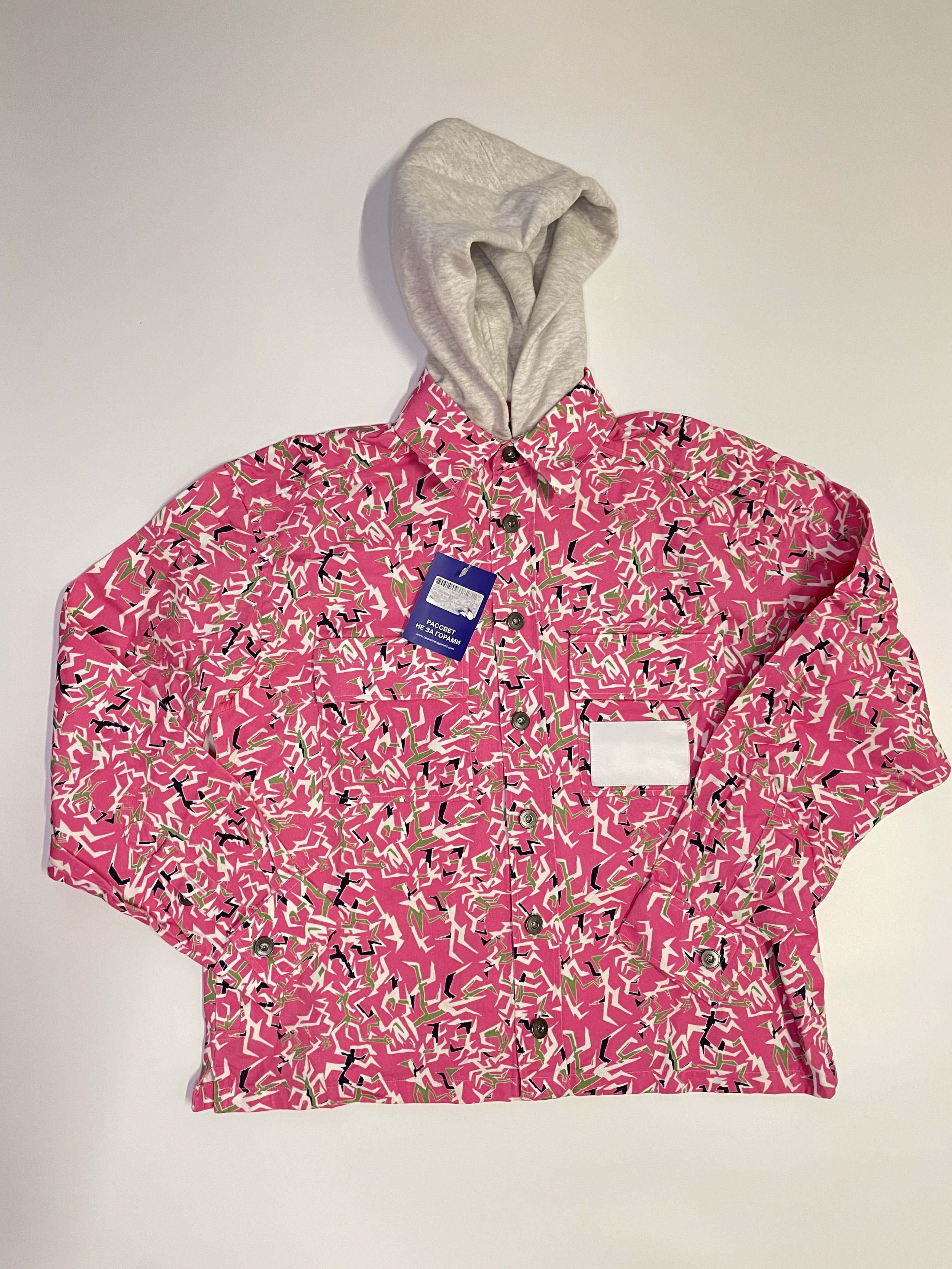 image of Gosha Rubchinskiy x Paccbet Hooded Shirt (1175) in Pink, Men's (Size XS)