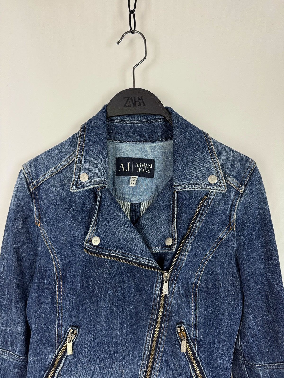 Armani Y2K Armani Jeans Denim Biker Jacket Size S / US 4 / IT 40 - 4 Thumbnail