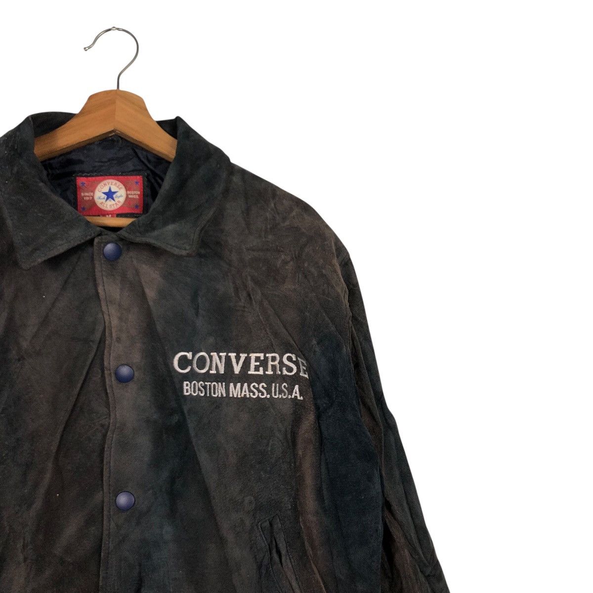 Japanese Brand Vintage Bomber Leather Jacket Converse All Star Boston Mass Size US M / EU 48-50 / 2 - 8 Thumbnail