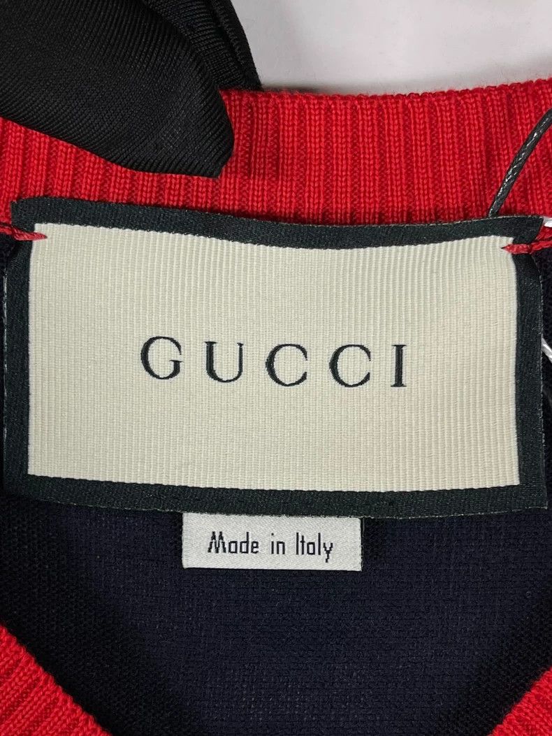 Gucci Gucci Dark blue full-print bee V-neck long-sleeved sweater Size US L / EU 52-54 / 3 - 4 Thumbnail
