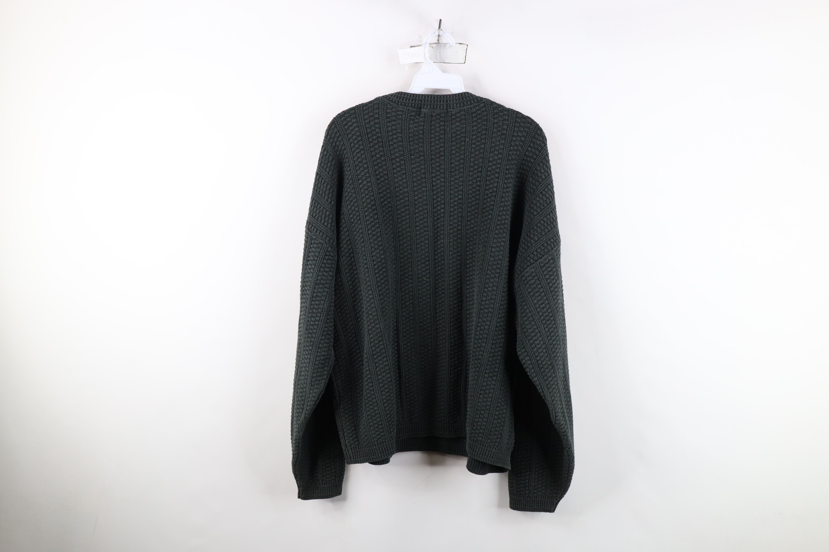 Vintage Vintage 90s Streetwear Textured Knit Sweater Green USA Size US XL / EU 56 / 4 - 9 Thumbnail