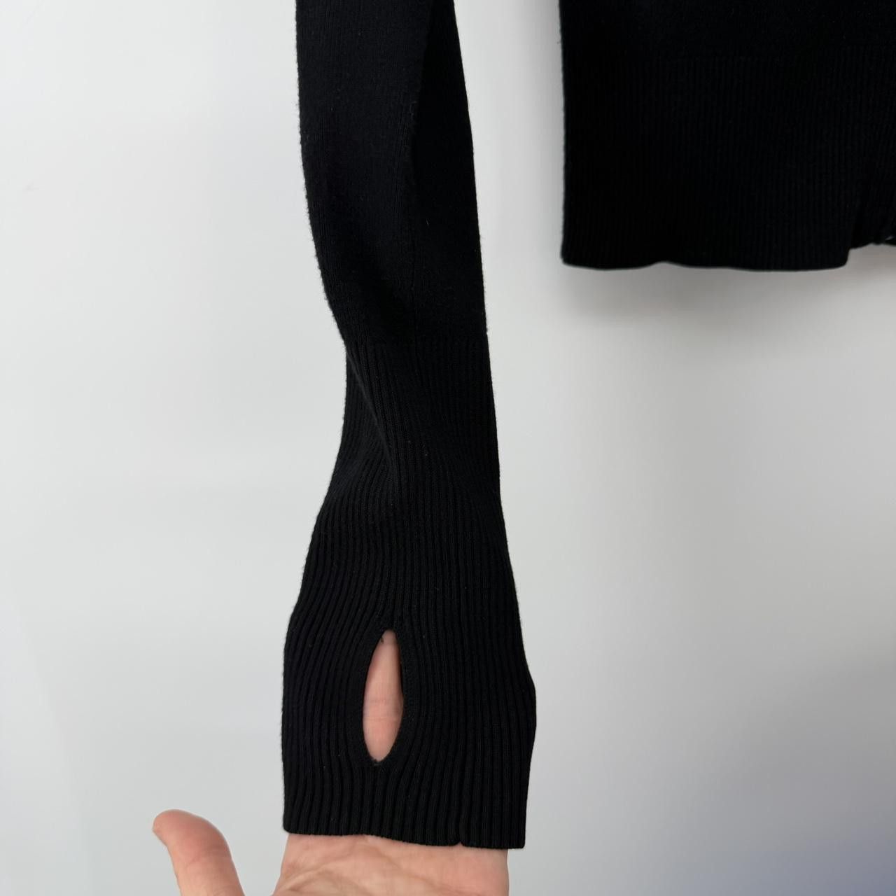 Other Sunday Best Black Ribbed Zip Up Hoodie Cropped Cardigan Size S / US 4 / IT 40 - 4 Thumbnail