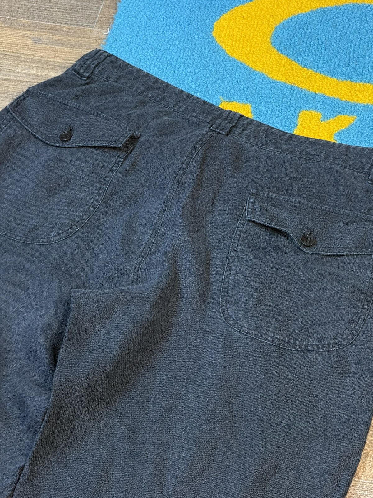 Armani Collezioni × Vintage Vintage Armani Collezioni Blue Wide Linen Pant Size US 33 - 13 Thumbnail