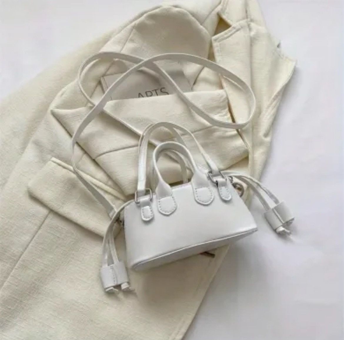 White Mini Shoulder Bag  Multi-Strap Y2K-Inspired Purse, Women's