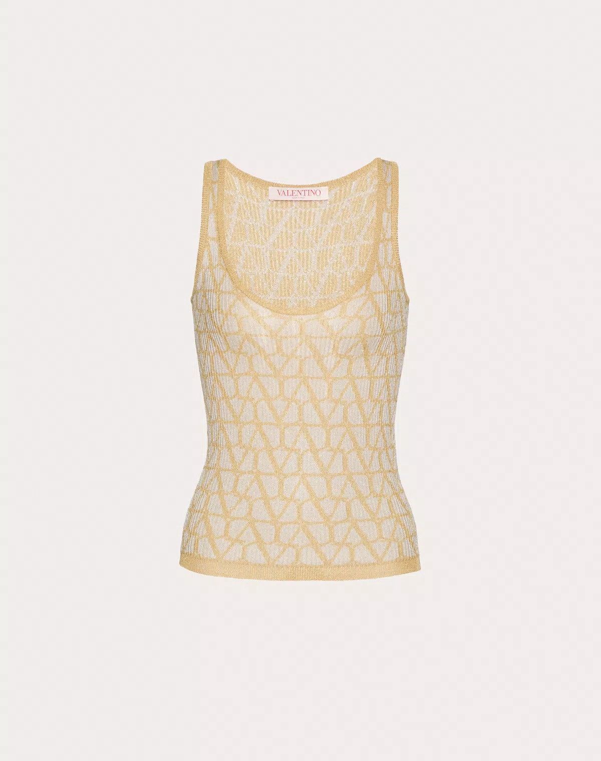 Valentino o1s1wg110426 Lurex And Toile Iconographe Jacquard Top Yellow Size XS / US 0-2 / IT 36-38 - 1 Thumbnail