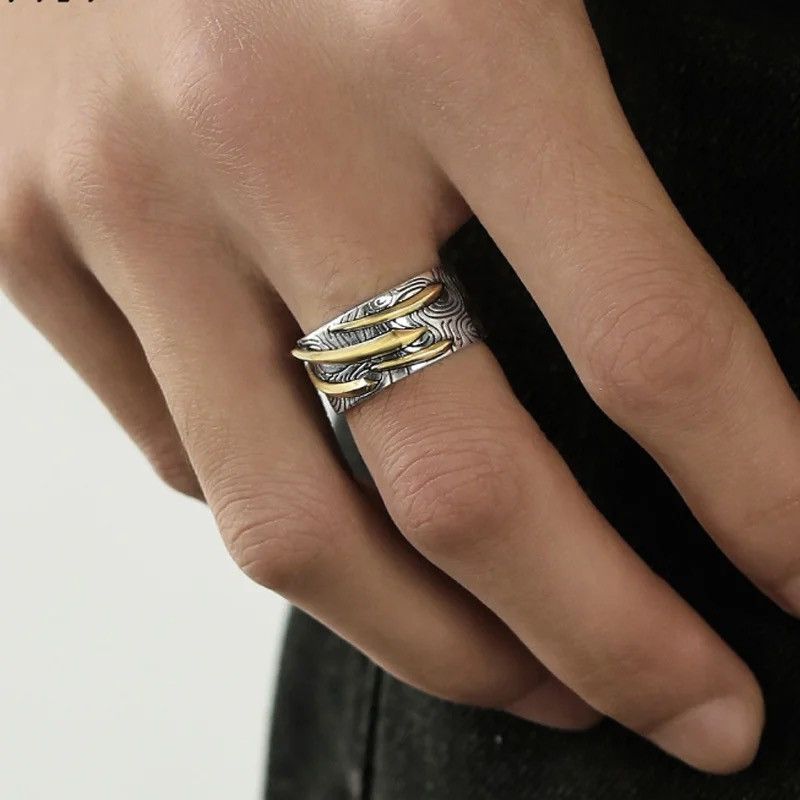Jewelry × Vintage Gold Black Collision Index Finger Ring Silver 925 Size ONE SIZE - 6 Thumbnail
